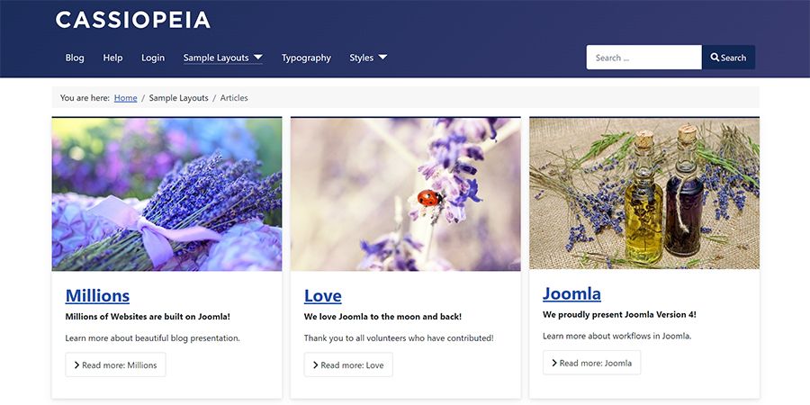 Joomla 4 templates kostenlos, cassiopeia